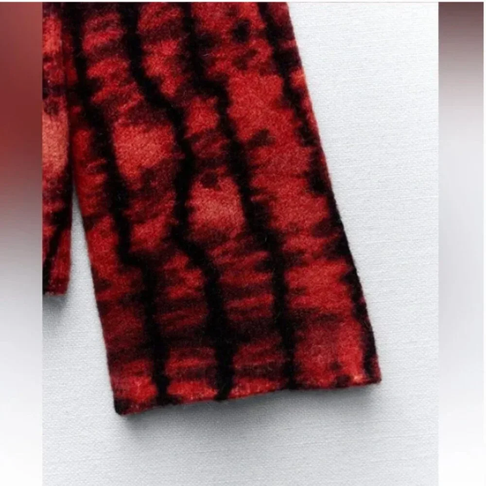 Zara Red and Black Tie Dye High Neck Sweater, NWT, L - Picture 15 of 16